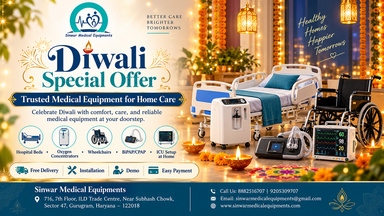 You are currently viewing Diwali Special Offers on Medical Equipment in Gurgaon 2026 – Sinwar Medical Equipments